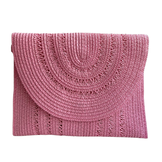 Bolsa Carteira Envelope Palha Rosa