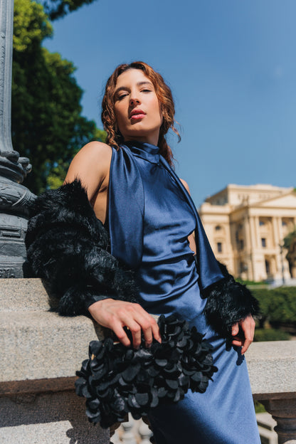 Bolsa Festa Clutch Flores Preta