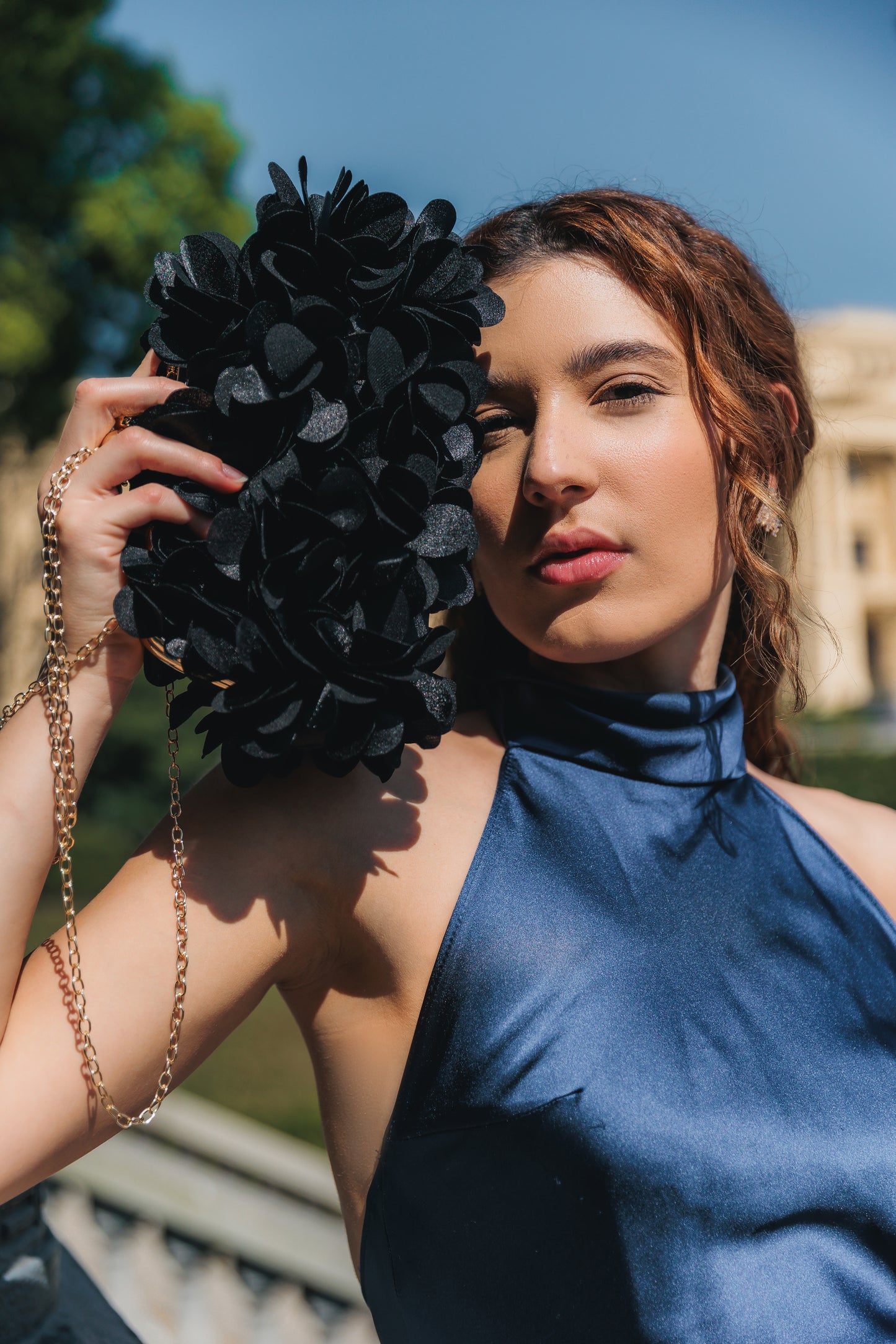 Bolsa Festa Clutch Flores Preta