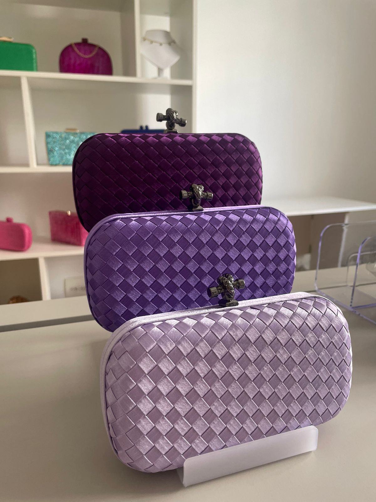 Clutch Tressê Cetim Inspired Pequena Violeta