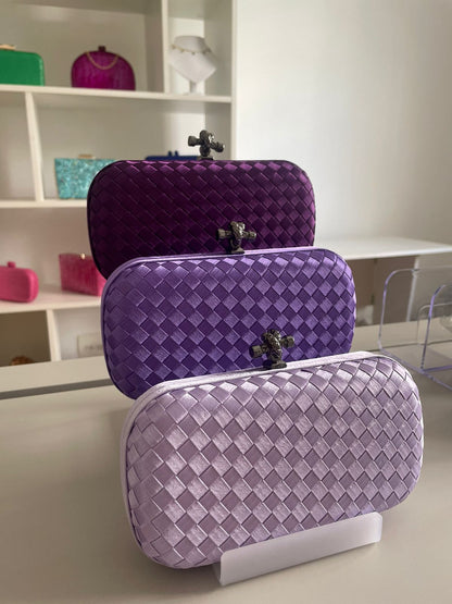 Clutch Tressê Cetim Inspired Pequena Violeta