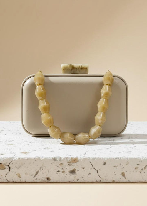 Alça de Mão - Metal Dourado - Perolada Azul