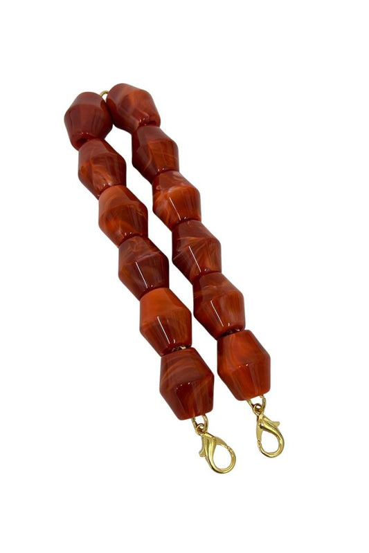 Alça de Mão - Metal Dourado - Perolada Terracota