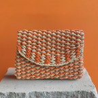 Bolsa Carteira Envelope de Palha Laranja