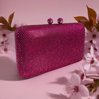 Bolsa Festa Clutch Pedraria Retangular Rosa