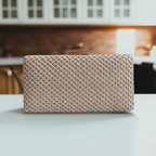 Bolsa Festa Clutch Trama Palha Bege Claro
