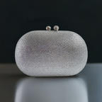 Bolsa Festa Clutch Pedraria Strass Oval Prata