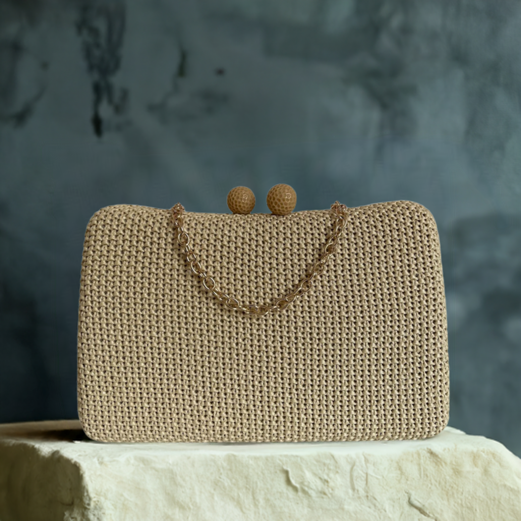 Bolsa de Festa Clutch Palha Bege
