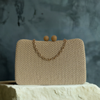 Bolsa de Festa Clutch Palha Bege