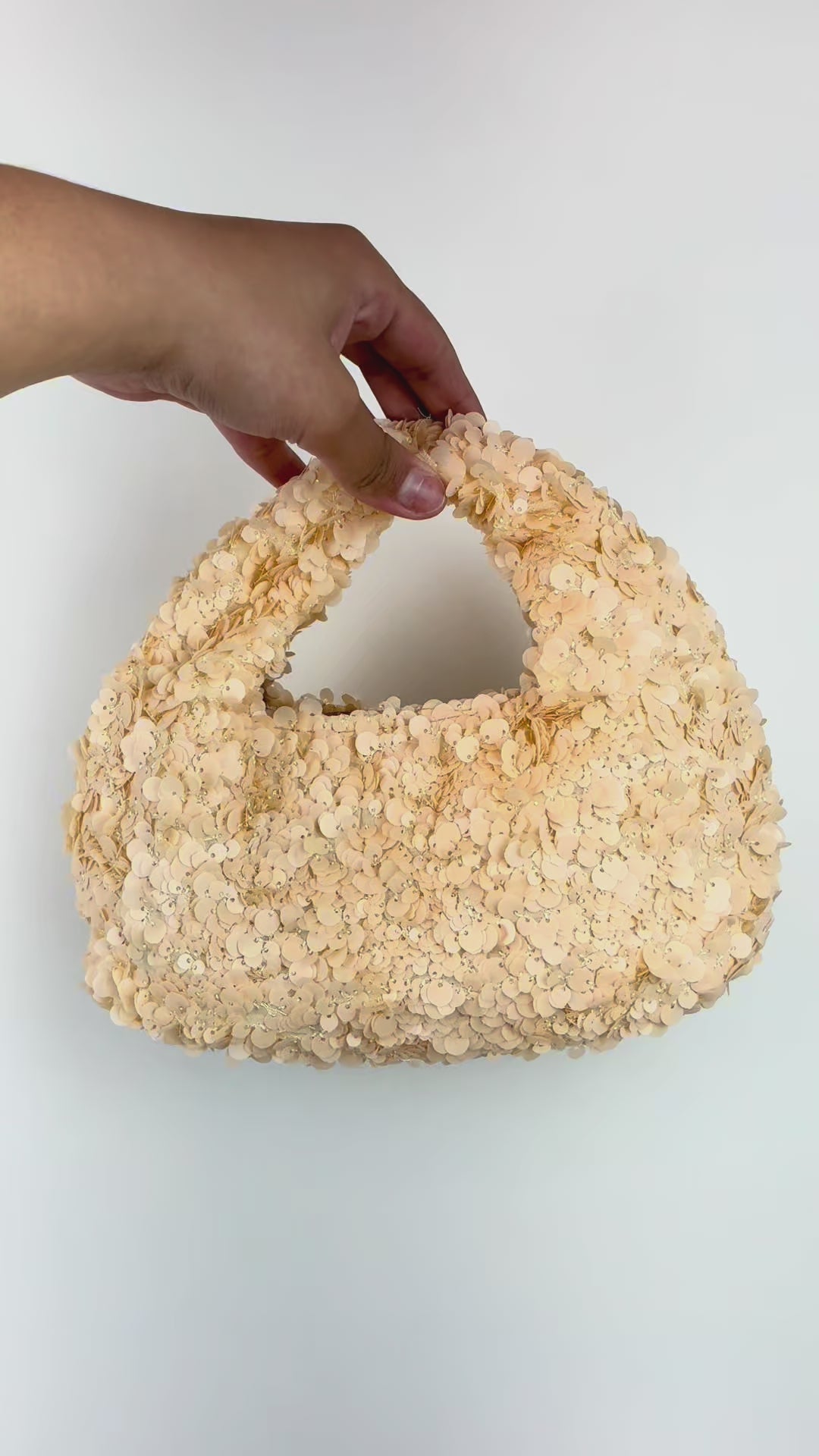 Bolsa Pouch Festa Lantejoula Bege