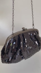 Bolsa de Festa Clutch Lantejoula Brilhante Preta