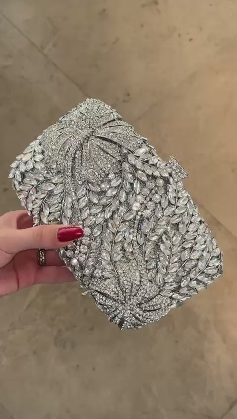 Bolsa Festa Clutch Pedraria Strass Prata