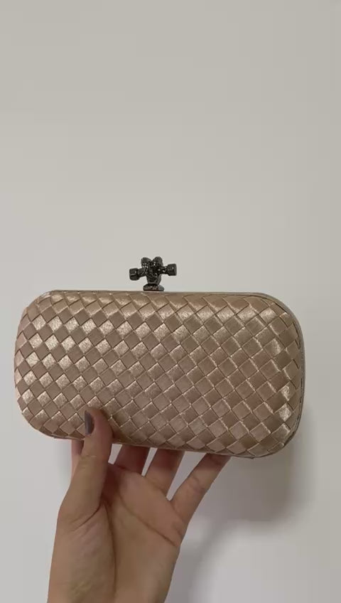 Clutch Tressê Cetim Inspired Pequena Bege