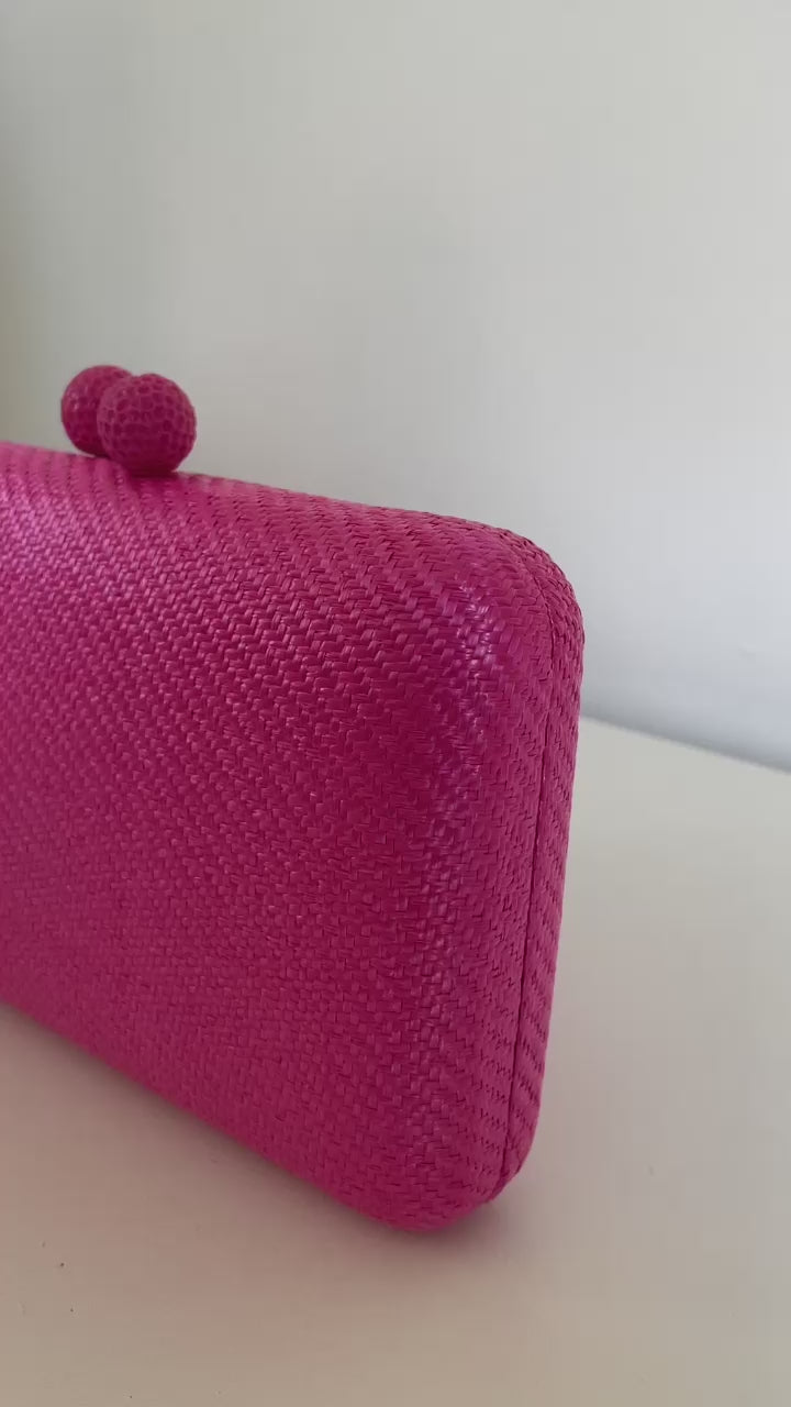 Bolsa de Festa Clutch Palha Rosa