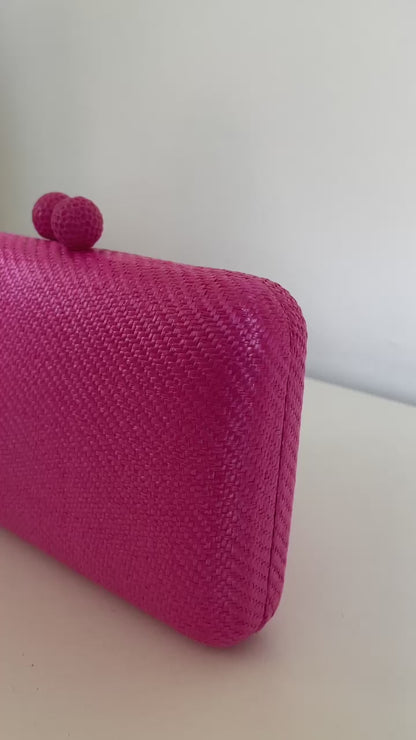 Bolsa de Festa Clutch Palha Rosa