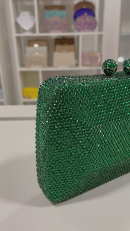 Bolsa de Festa Clutch Pedraria Verde