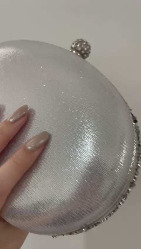 Bolsa de Festa Clutch Pedraria Cristal Prateada - ReUse