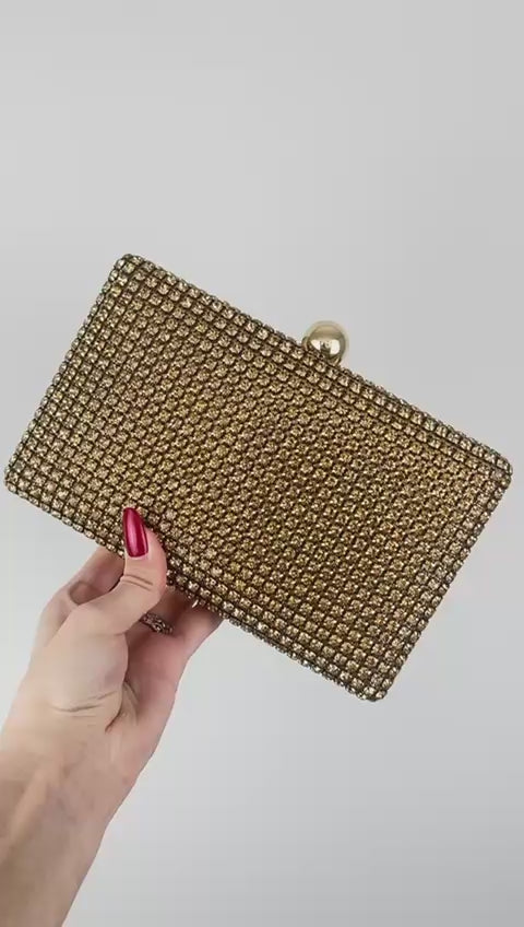 Bolsa de Festa Clutch Strass Dourada Escura - ReUse