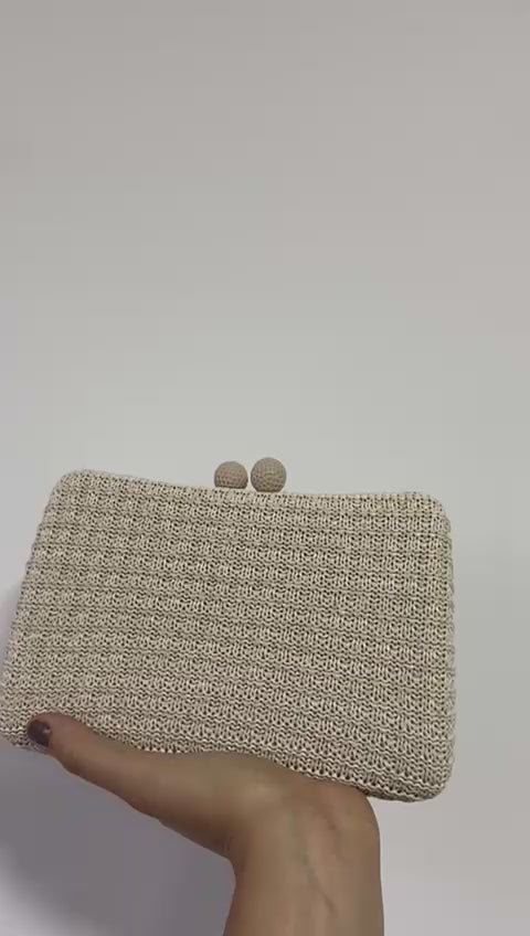 Bolsa de Festa Clutch Palha Bege