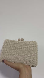 Bolsa de Festa Clutch Palha Bege