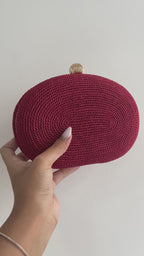Bolsa de Festa Clutch Corda Trançada Oval Vermelha - ReUse