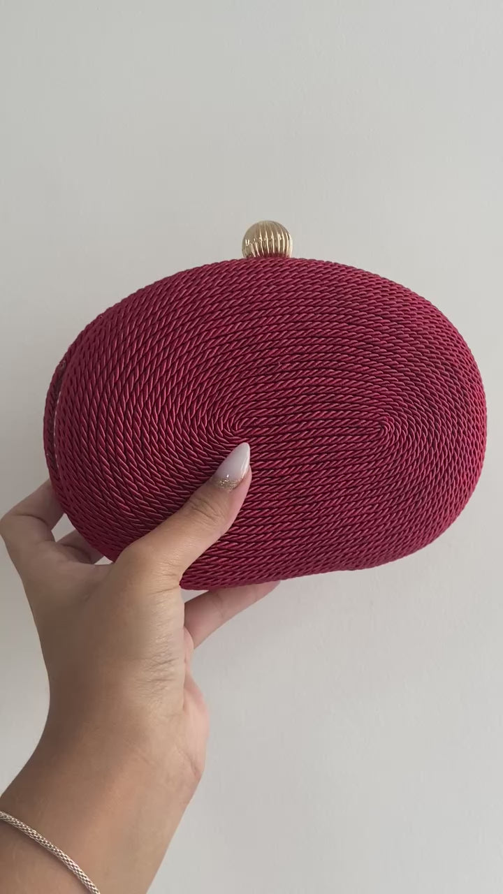 Bolsa de Festa Clutch Corda Trançada Oval Vermelha - ReUse