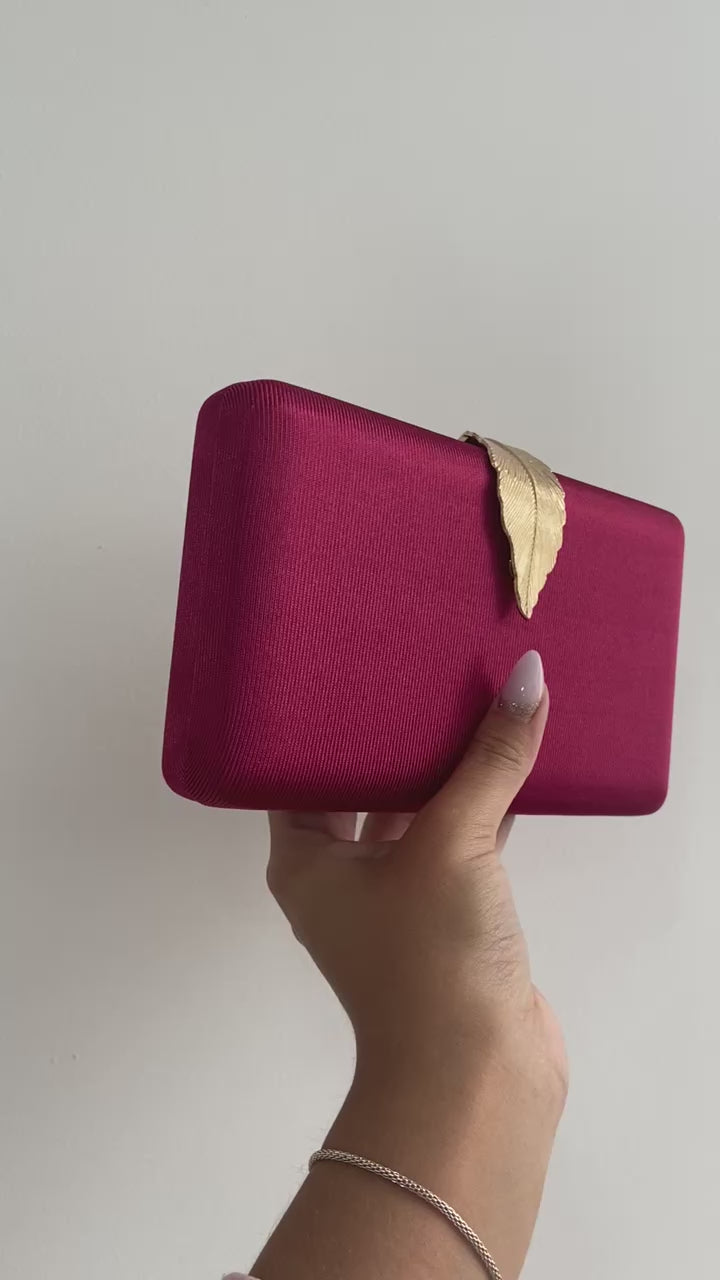 Bolsa Clutch Festa Tecido Fecho de Folha Marsala - ReUse