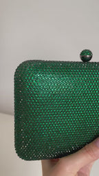Bolsa de Festa Clutch Pedraria Verde Retangular