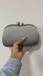 Bolsa Festa Clutch Tecido Acetinado Prata