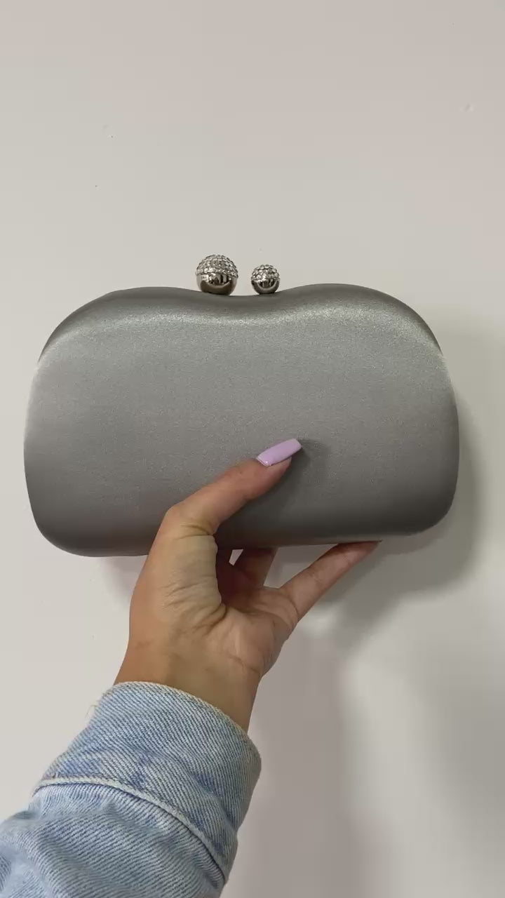 Bolsa Festa Clutch Tecido Acetinado Prata