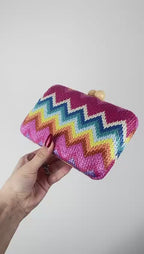 Bolsa de Festa Clutch Palha Colorida