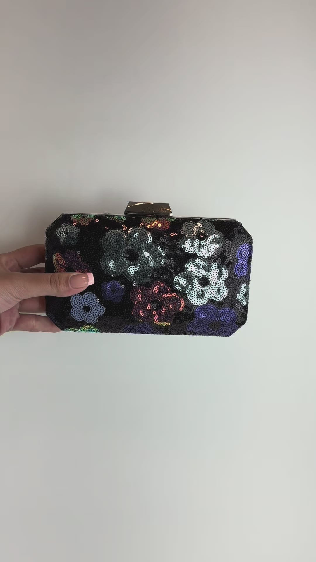 Bolsa Clutch Festa Bordada Floral Azul Marinho
