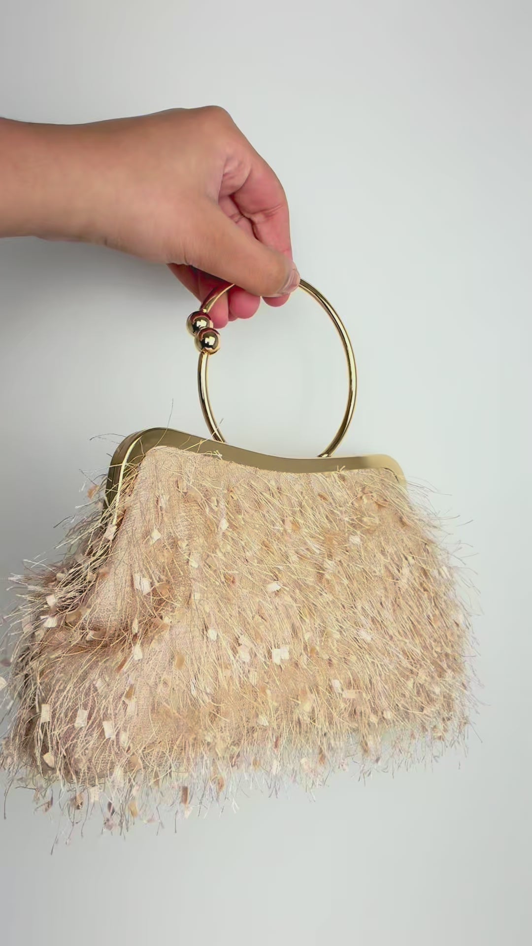 Bolsa Top Handle Franja Bege