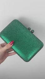 Bolsa de Festa Clutch Pedraria Verde Retangular