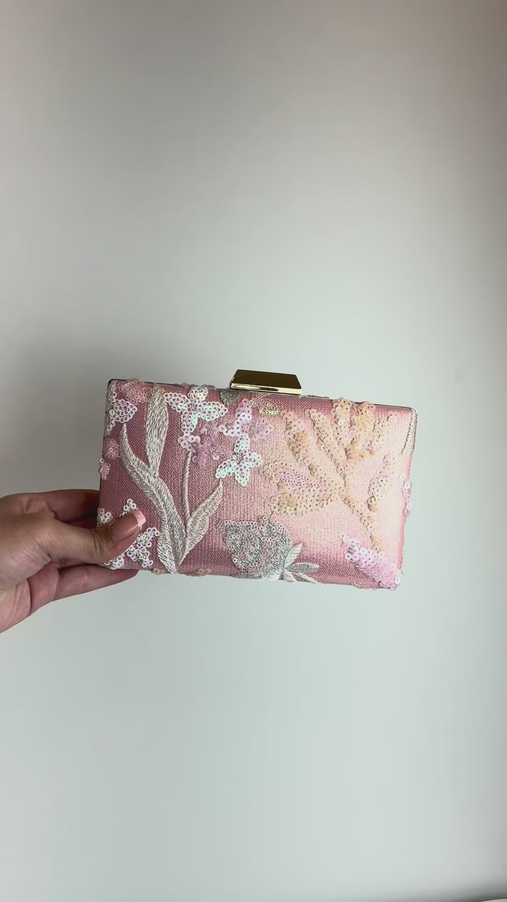 Bolsa Clutch Festa Bordada Flores Rosa