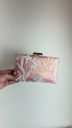 Bolsa Clutch Festa Bordada Flores Rosa