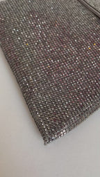 Bolsa Carteira de Festa Clutch Strass Prata Grafite - ReUse