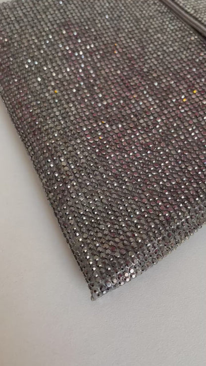 Bolsa Carteira de Festa Clutch Strass Prata Grafite