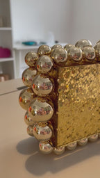 Bolsa de Festa Clutch Acrílico Bolas Brilhantes Dourada - ReUse