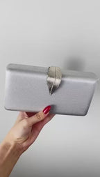 Bolsa Clutch Festa Tecido Fecho de Folha Prata - ReUse