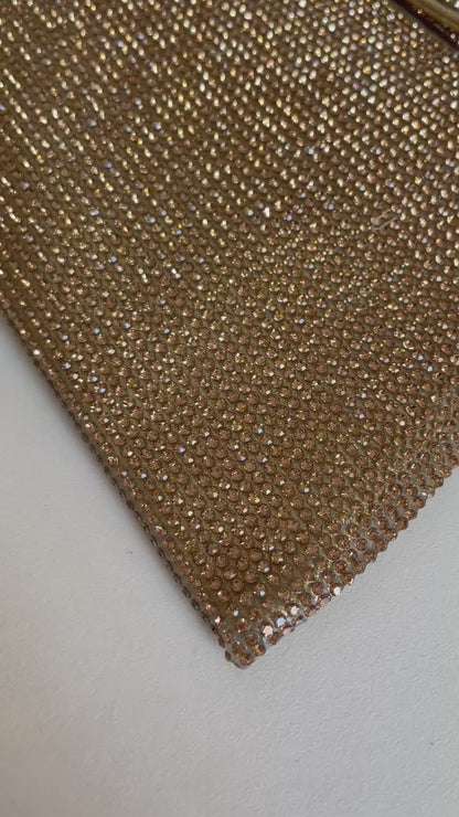 Bolsa Carteira de Festa Clutch Strass Dourada