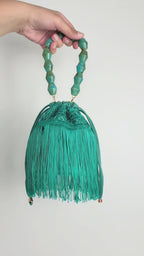 Bolsa de Mão Transversal Franja Tassel Turquesa - ReUse