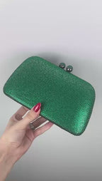Bolsa de Festa Clutch Cristais Pedraria Verde