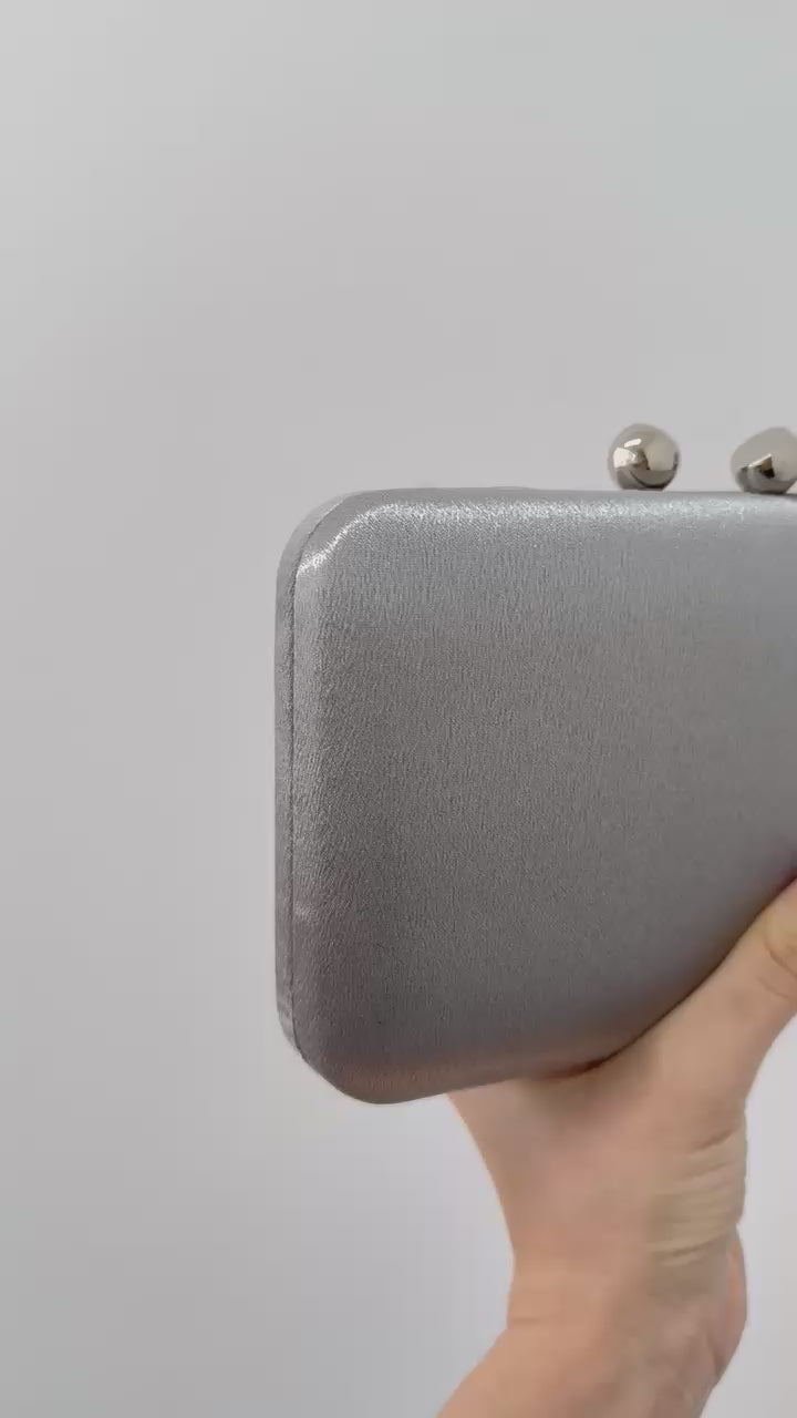 Bolsa Clutch Festa Cetim Prata