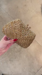 Bolsa Festa Clutch Pedraria Strass Dourada