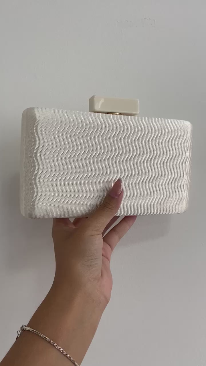 Bolsa Festa Clutch Tecido Acetinado Bege Creme - ReUse
