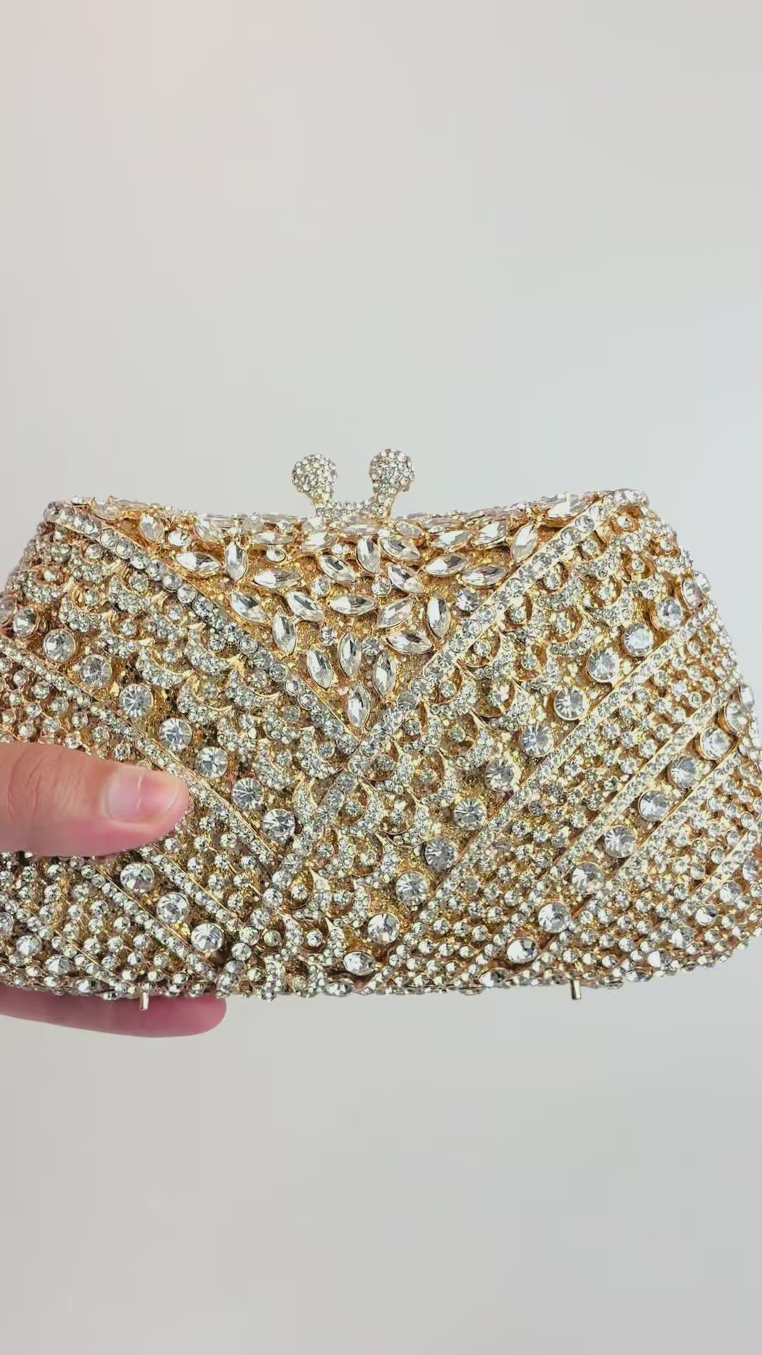 Bolsa Festa Clutch Pedraria Strass Dourada