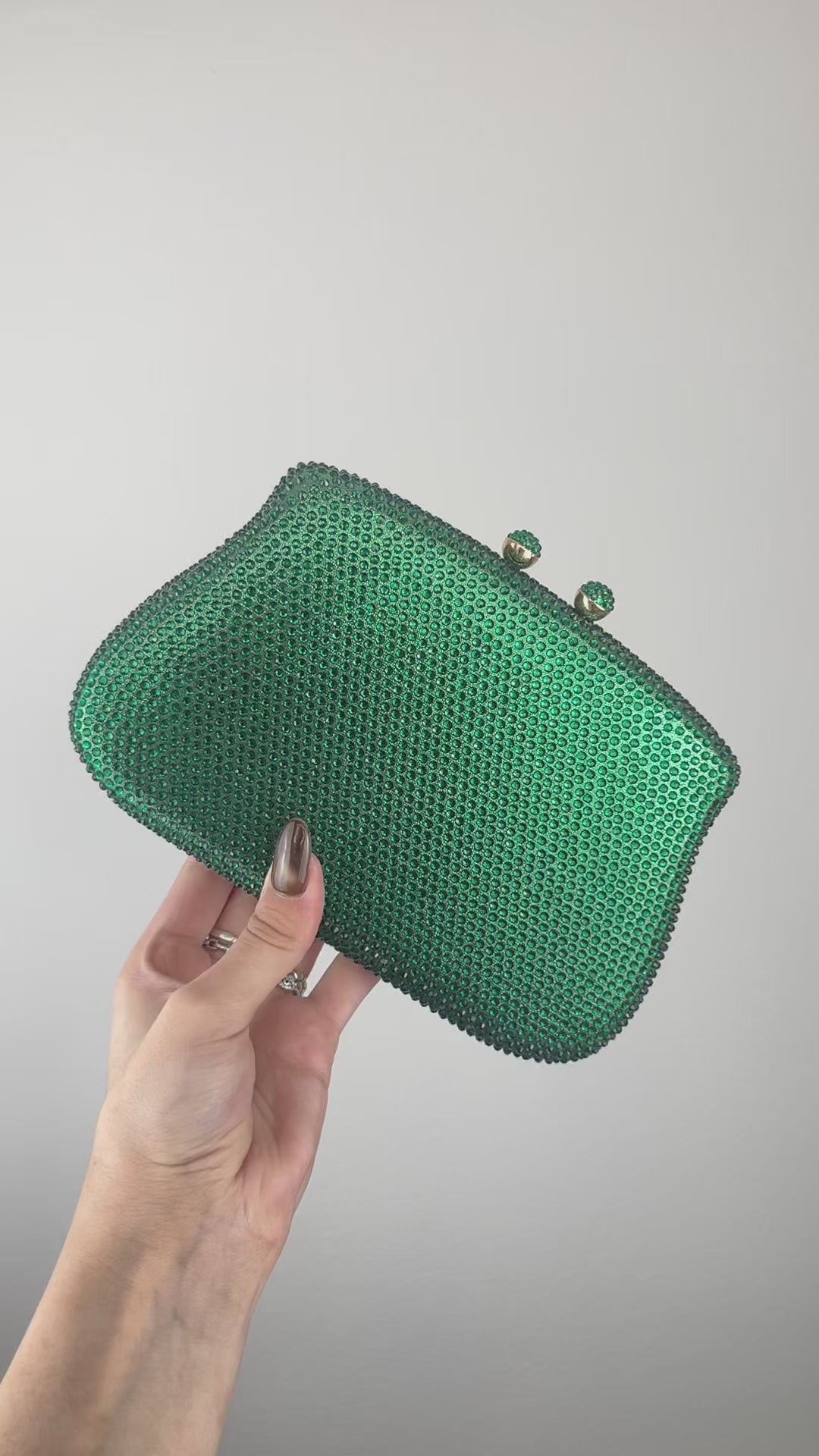 Bolsa Festa Clutch Pedraria Strass Verde
