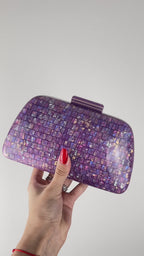 Bolsa de Festa Clutch Acrílico Perolada Roxa