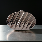 Bolsa de Festa Clutch Metalizada Oval Prata Grafite